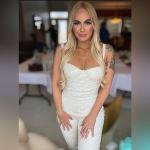 Nadine Merabi Hailey White Jumpsuit